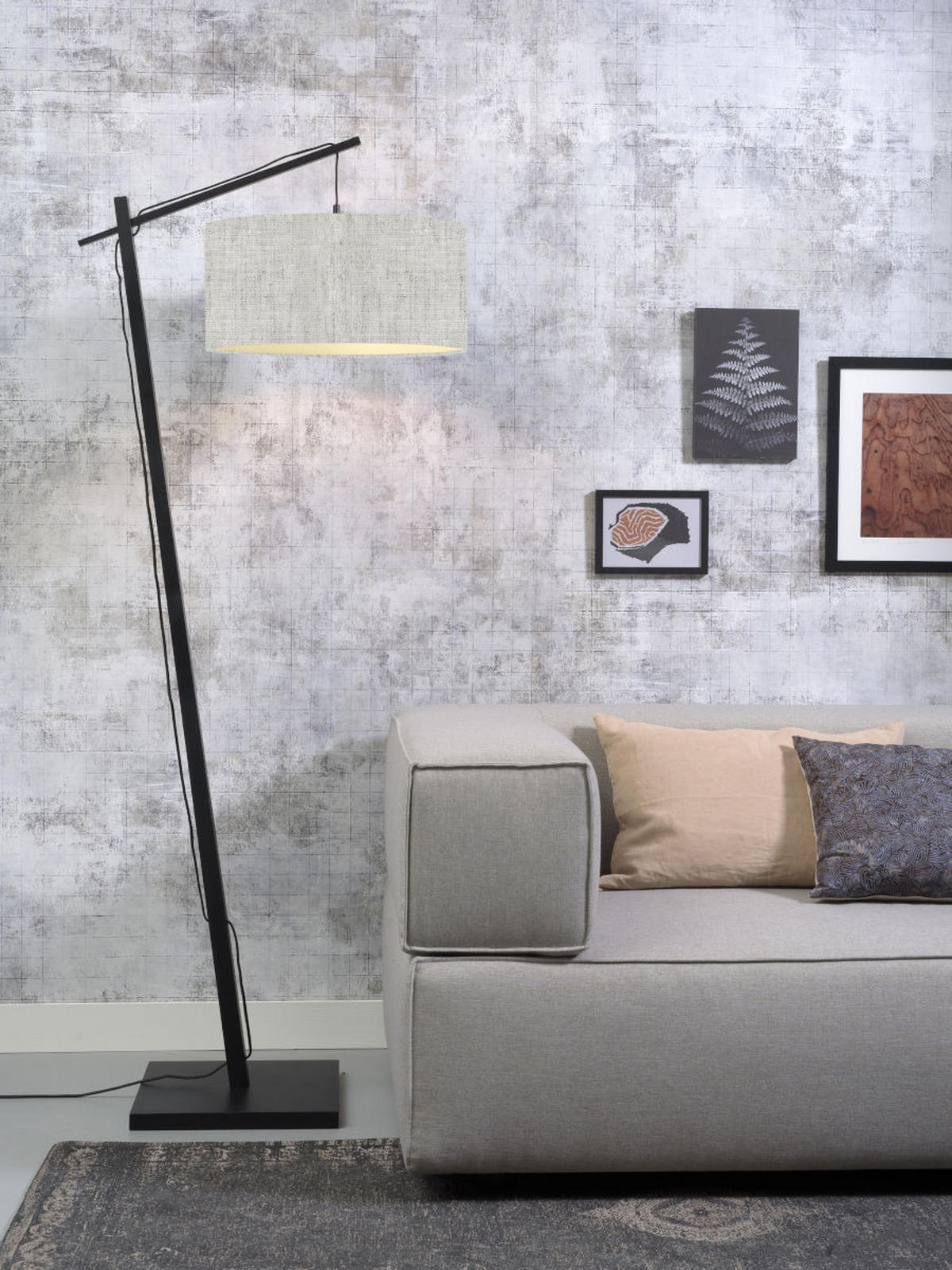 STEHLEUCHTE  47/176/23 cm   - Beige/Schwarz, Design, Naturmaterialien/Textil (47/176/23cm) - Good & Mojo