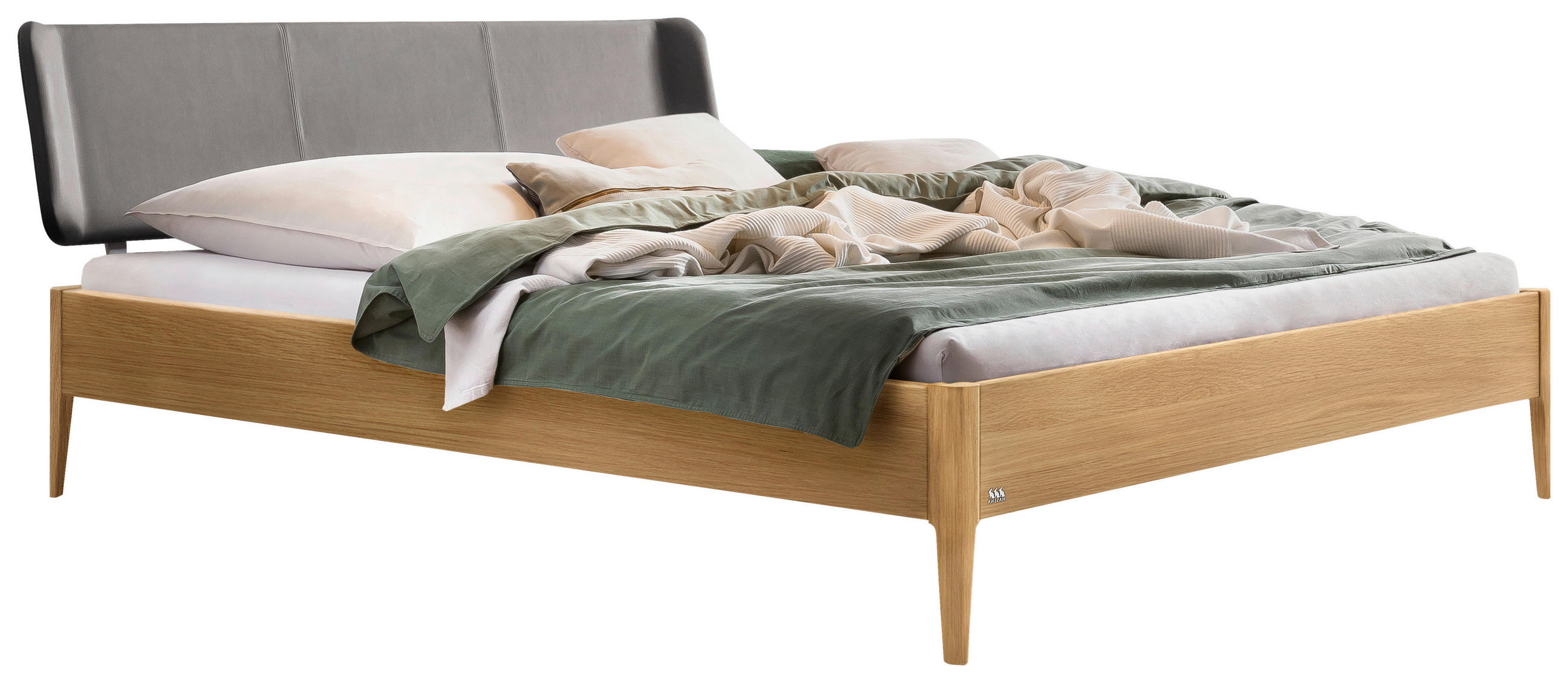 BETT 140/200 cm  in Eichefarben, Dunkelgrau  - Eichefarben/Dunkelgrau, Design, Holz (140/200cm) - Hasena