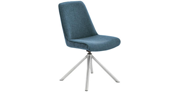 STUHL  , Stoffauswahl, Typenauswahl, Sitzfläche 360° drehbar  , Flachgewebe  ,  - Edelstahlfarben/Petrol, Design, Textil/Metall (49/88/64cm) - Novel