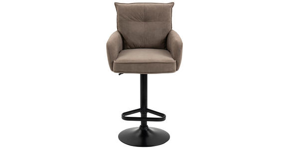 BARHOCKER Cord Braun, Schwarz Eisen Stoffauswahl, Sitzfläche 360° drehbar, inklusive Armlehnen - Schwarz/Braun, Design, Textil/Metall (54/98-120/58cm) - Novel