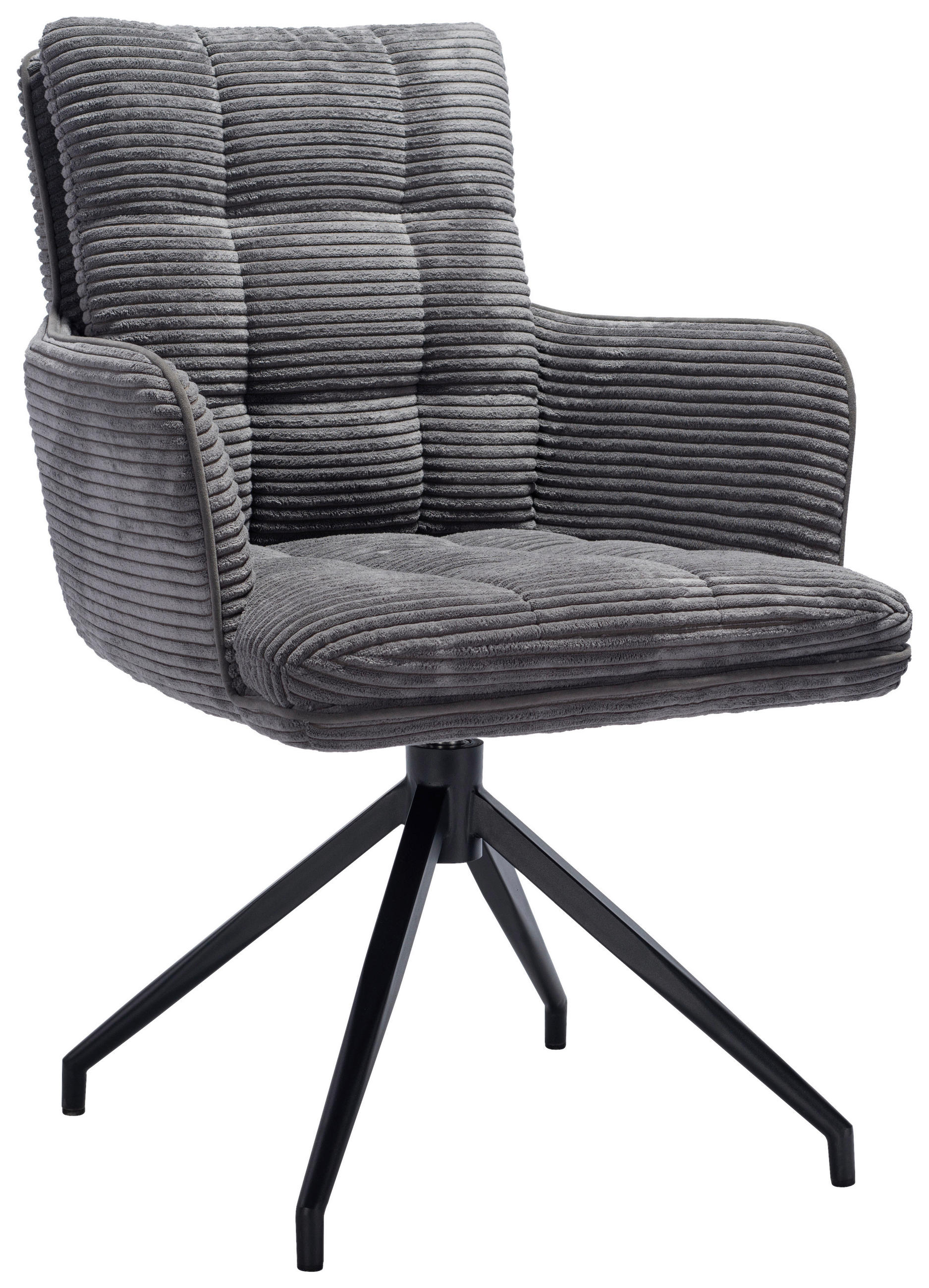 ARMLEHNSTUHL  Stoffauswahl, Sitzfläche 360° drehbar Cord  Blaugrau  - Blaugrau/Schwarz, Design, Textil/Metall (66/89/64cm) - Stylife