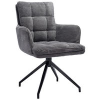 ARMLEHNSTUHL  Stoffauswahl, Sitzfläche 360° drehbar Cord  Blaugrau  - Blaugrau/Schwarz, Design, Textil/Metall (66/89/64cm) - Stylife