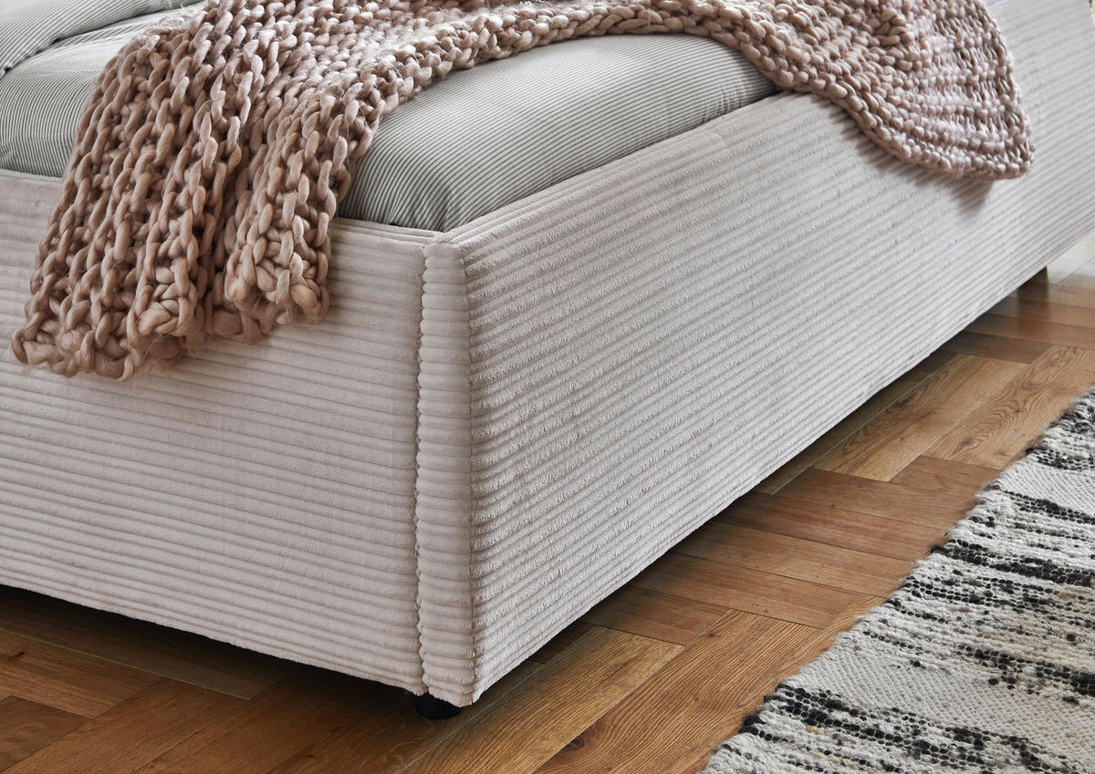 POLSTERBETT 180/200 cm  in Beige  - Beige/Schwarz, Design, Holz/Textil (180/200cm) - Xora