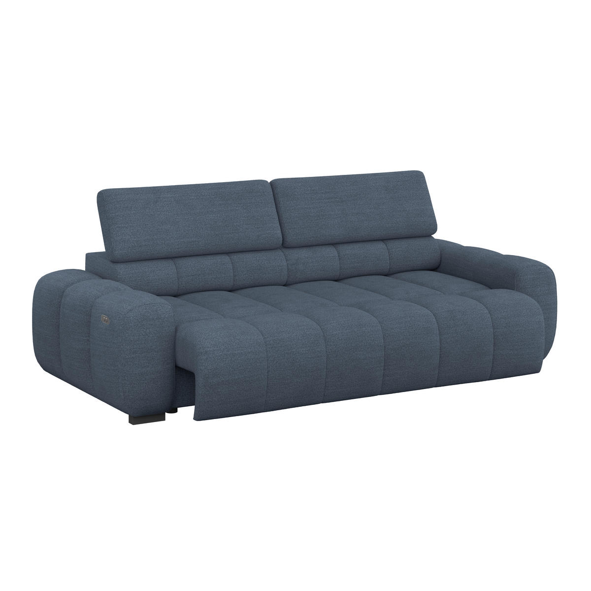 BIGSOFA inkl. mot. Funktion Webstoff Blau  - Blau/Schwarz, Design, Kunststoff/Textil (248/77-97/108cm) - Welnova