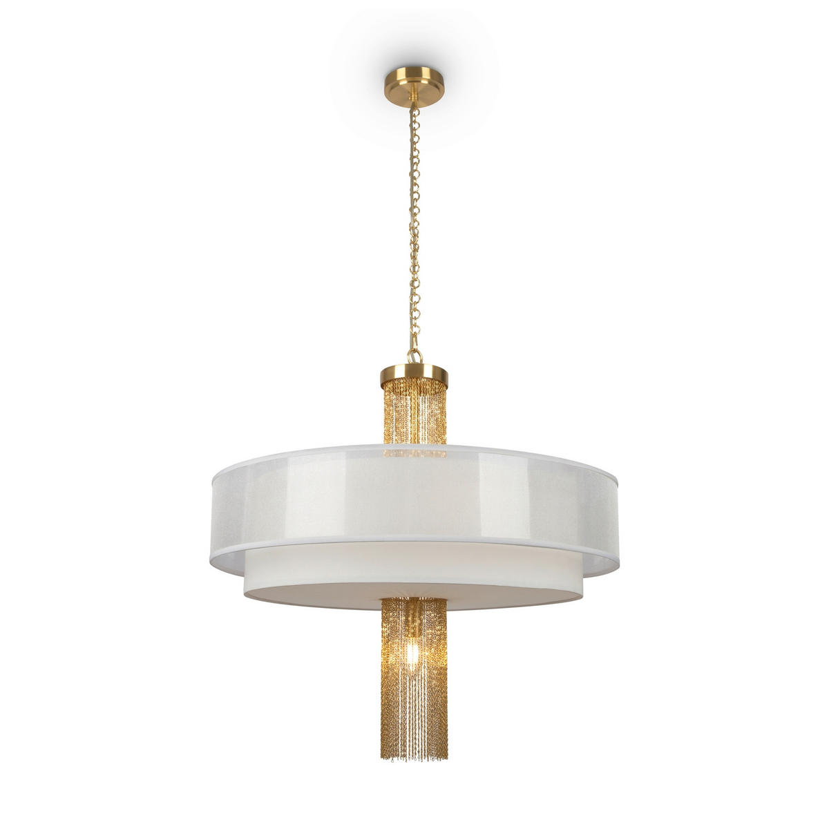 PENDELLEUCHTE 68/69,5 cm    - Weiss/Goldfarben, Trend, Textil/Metall (68/69,5cm) - MAYTONI