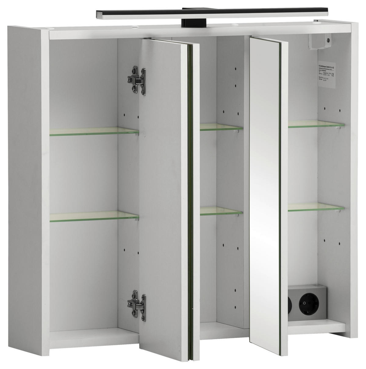 SPIEGELSCHRANK 65/62,7/16 cm  - Weiß, MODERN, Glas/Holzwerkstoff (65/62,7/16cm) - Stylife
