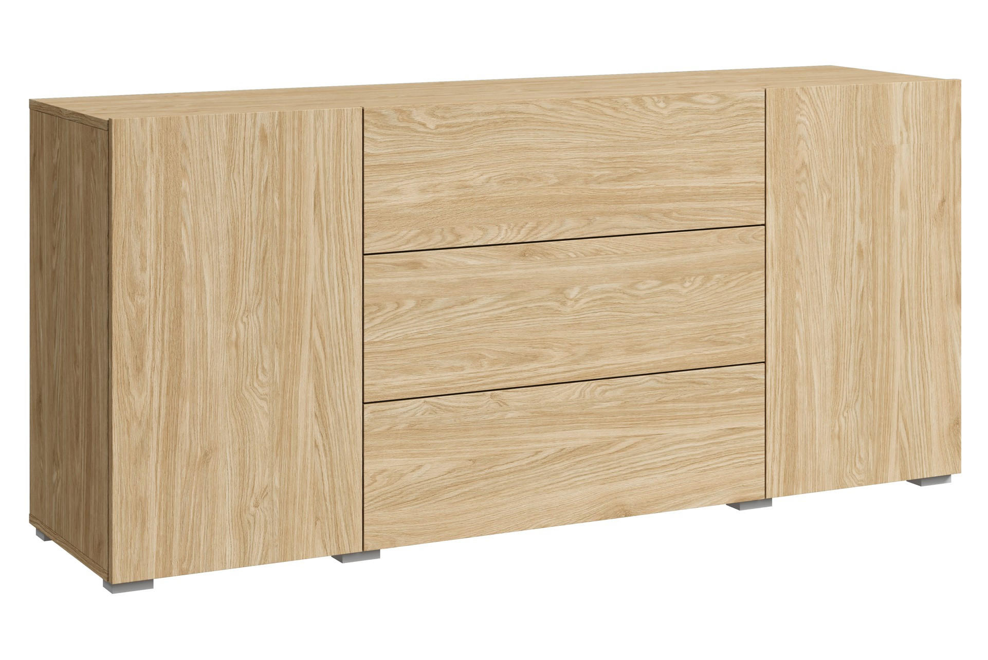 ŠIROKÁ KOMODA, barvy dubu, 150/68/38,5 cm - šedá/barvy dubu, Design, kompozitní dřevo/plast (150/68/38,5cm) - P & B