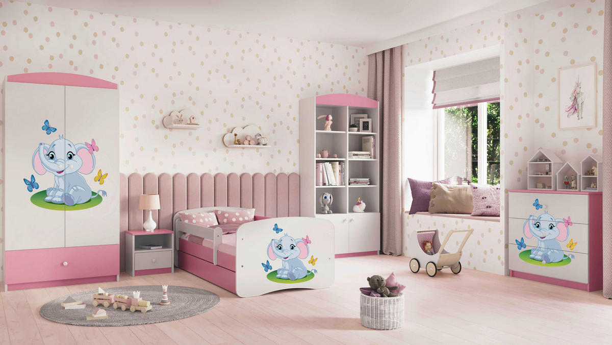 KINDER-/JUNIORBETT 80/160 cm  in Weiß, Pink  - Pink/Birkefarben, MODERN, Holz/Holzwerkstoff (80/160cm) - MID.YOU
