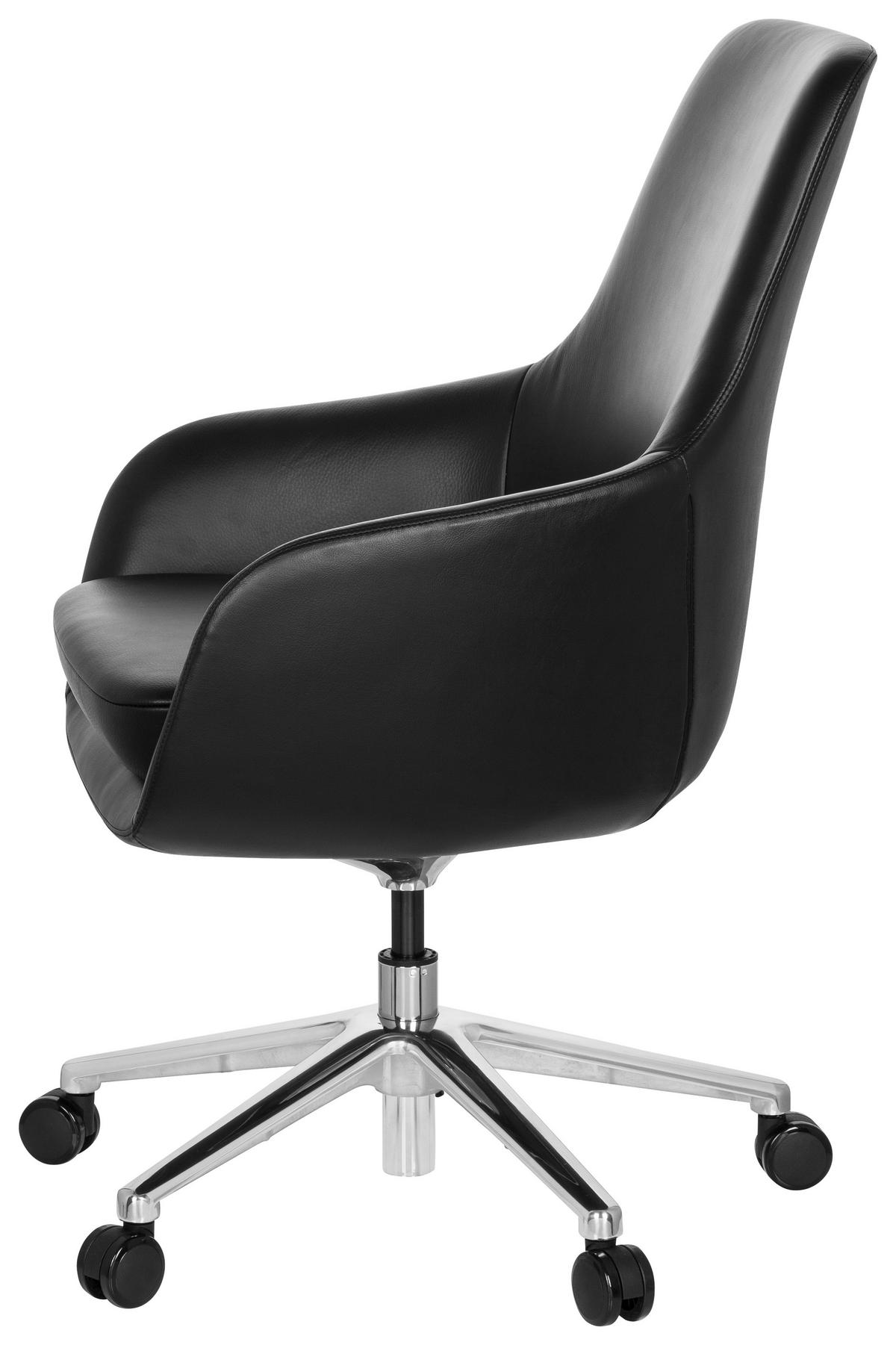 DREHSTUHL Lederlook Schwarz  - Schwarz/Alufarben, MODERN, Leder/Kunststoff (65/104/54cm) - MID.YOU