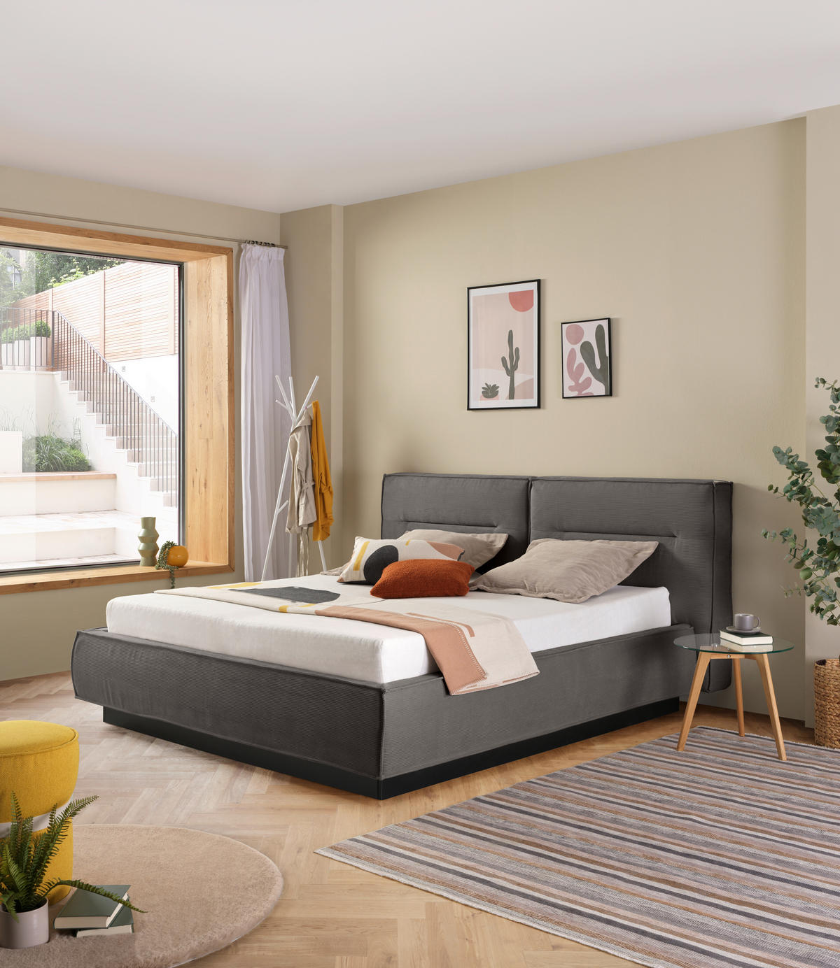 POLSTERBETT 180/200 cm  in Anthrazit  - Anthrazit/Schwarz, Design, Kunststoff/Textil (180/200cm) - Lomoco