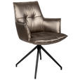 ARMLEHNSTUHL  Sitzfläche 360° drehbar, inklusive Armlehnen, automatische Rückholfunktion Lederlook  - Schwarz/Braun, Design, Textil/Metall (59/89,5/63cm) - Novel