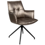 ARMLEHNSTUHL  Sitzfläche 360° drehbar, inklusive Armlehnen, automatische Rückholfunktion Lederlook  - Schwarz/Braun, Design, Textil/Metall (59/89,5/63cm) - Novel