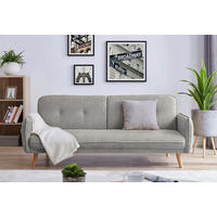 3-SITZER-SOFA Struktur Hellgrau  - Hellgrau/Naturfarben, MODERN, Holz/Textil (188/80/85cm) - Livetastic