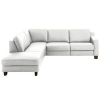 ECKSOFA in Echtleder Hellgrau  - Eichefarben/Hellgrau, Design, Leder/Holz (235/259cm) - Valdera
