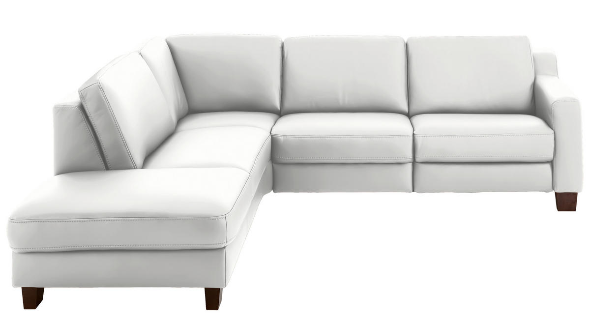 ECKSOFA in Echtleder Hellgrau  - Eichefarben/Hellgrau, Design, Leder/Holz (235/259cm) - Valdera