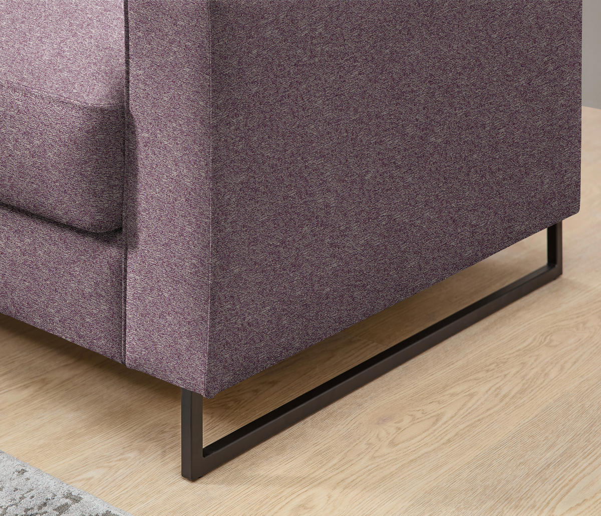 SCHLAFSOFA  in Flachgewebe Beere  - Beere/Schwarz, Design, Textil/Metall (174/90/95cm) - Bali