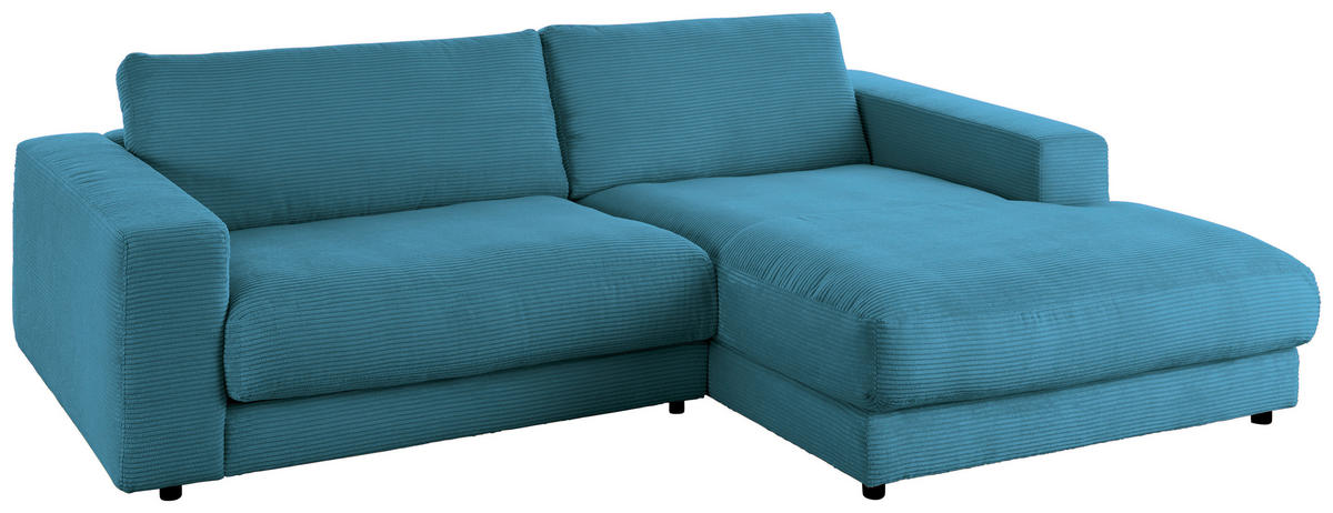ECKSOFA in Cord Petrol  - Petrol/Schwarz, Design, Kunststoff/Textil (270/190cm) - Lomoco