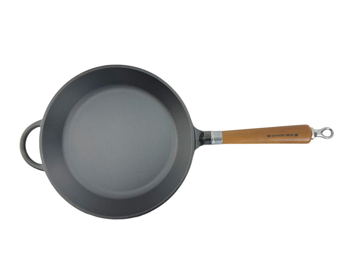 BRATPFANNE  - Schwarz/Braun, Basics, Holz/Metall (56/28/8cm)