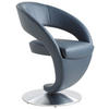 STUHL Echtleder Edelstahlfarben, Dunkelblau  - Edelstahlfarben/Dunkelblau, Design, Leder/Metall (62/86/61cm) - Moderano