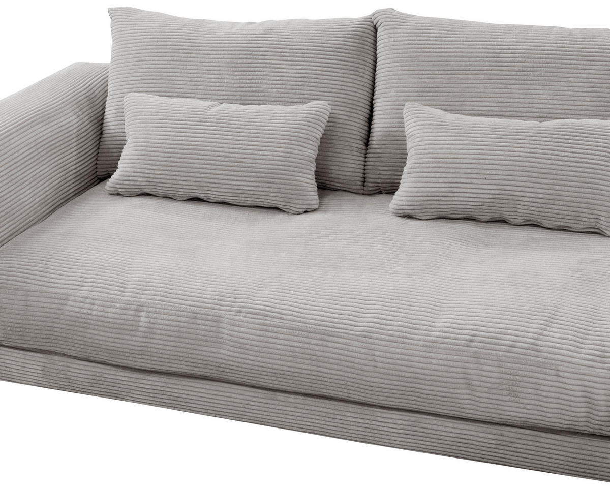 ECKSOFA in Cord Hellgrau  - Hellgrau/Schwarz, Design, Textil/Metall (313/172cm) - Livetastic