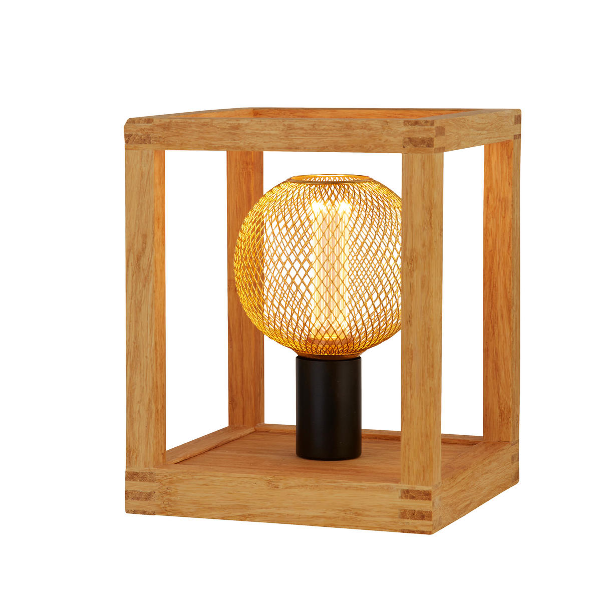 BORDSLAMPA Square 20/25/20 cm   - svart/naturfärgad, Lifestyle, trä/plast (20/25/20cm)