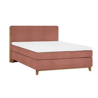 BOXSPRINGBETT 160/200 cm,  in Rot, Matratze, Topper, H5 + H5 = hart  - Eichefarben/Rot, KONVENTIONELL, Holz/Textil (160/200cm) - Welnova