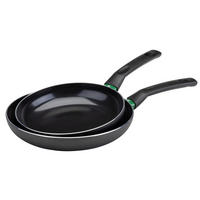 SADA PÁNVÍ, 24+28 cm, vrstva z keramiky, 2dílné - černá/zelená, Basics, kov (24+28cm) - Chefkoch+Fackelmann