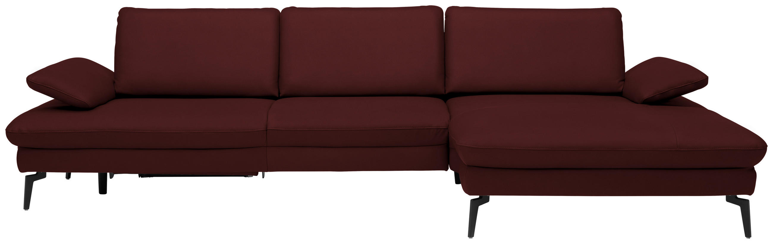ECKSOFA in Echtleder Beere  325/157 cm  - Beere/Schwarz, Design, Leder/Metall (325/157cm) - Dieter Knoll