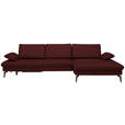 ECKSOFA in Echtleder Beere  - Beere/Schwarz, Design, Leder/Metall (325/157cm) - Dieter Knoll