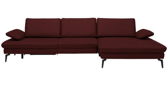 ECKSOFA in Echtleder Beere 325/157 cm - Beere/Schwarz, Design, Leder/Metall (325/157cm) - Dieter Knoll
