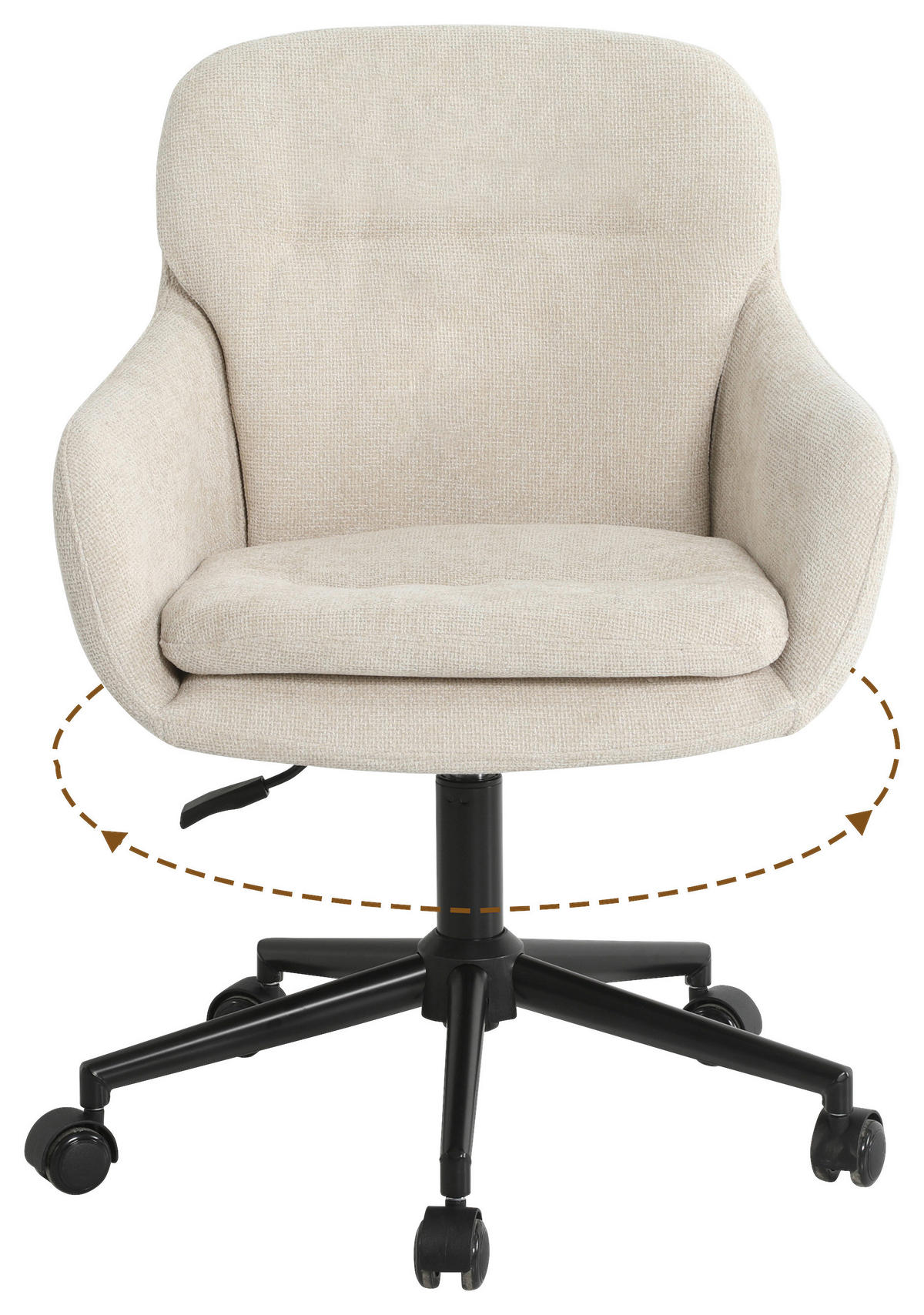 DREHSTUHL  in Chenille Schwarz, Beige  - Beige/Schwarz, MODERN, Textil/Metall (58/79/89/59cm) - Livetastic