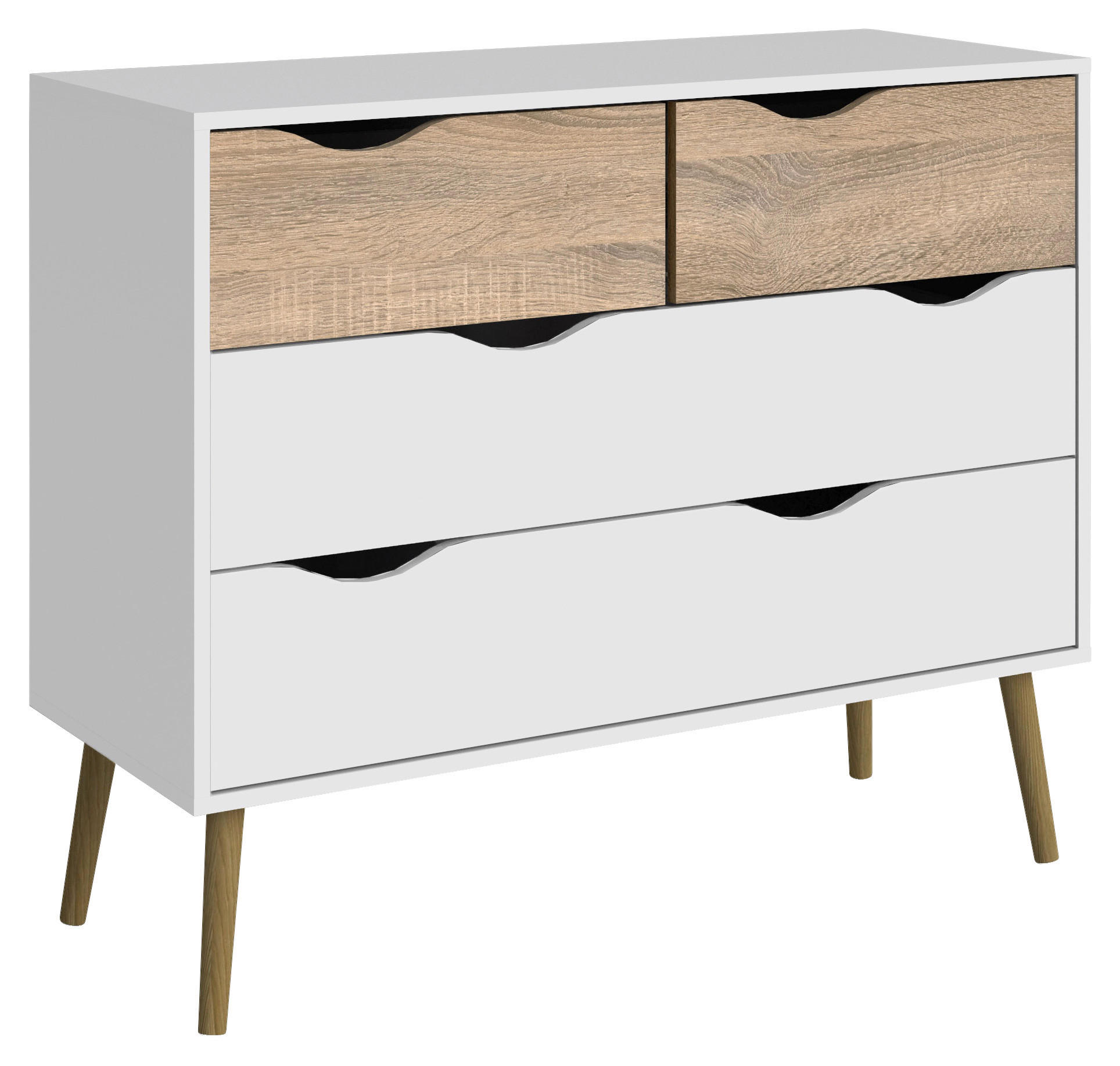 BYRÅ 98,7/81,7/39,1 cm  - vit/ekfärgad, Design, trämaterial/trä (98,7/81,7/39,1cm) - Best Price