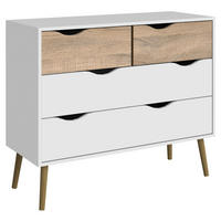 BYRÅ 98,7/81,7/39,1 cm  - vit/ekfärgad, Design, trämaterial/trä (98,7/81,7/39,1cm) - Best Price