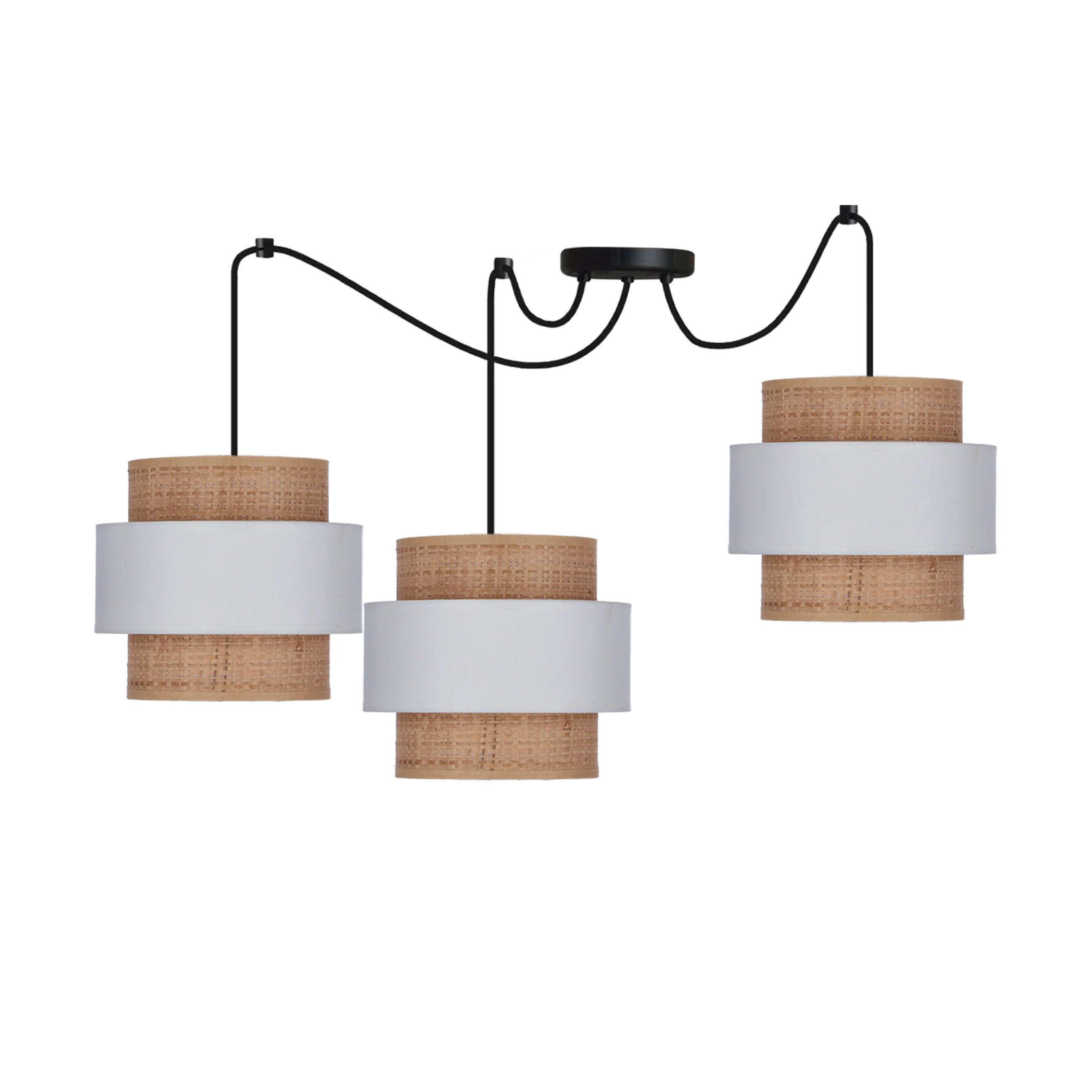 PENDELLAMPA Rattan 100/100/150 cm  - vit/svart, Natur, metall/plast (100/100/150cm)