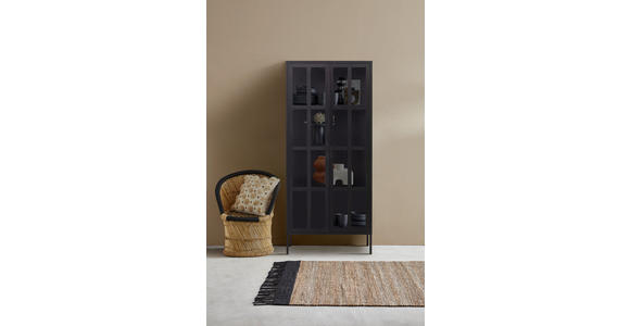 VITRINE  in Schwarz  - Schwarz, Design, Glas/Metall (80/180/35cm) - Xora