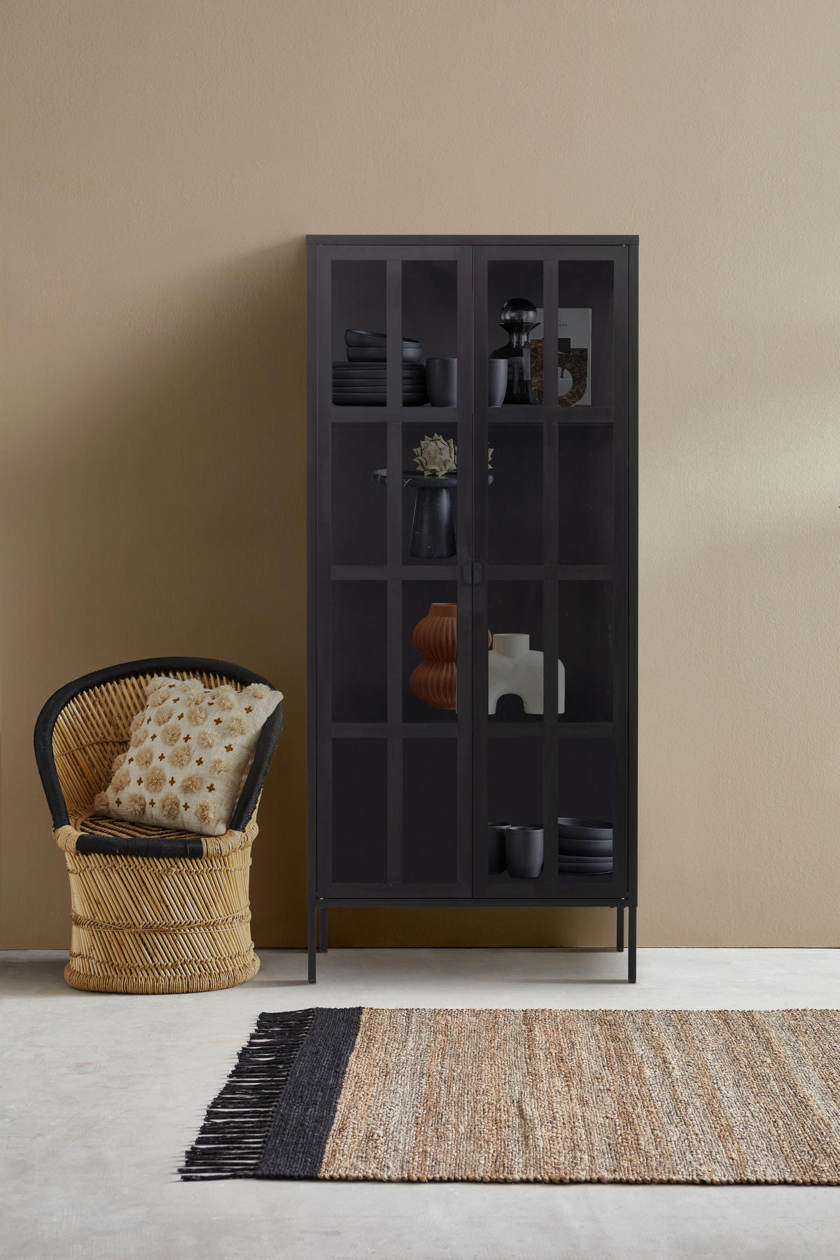 VITRINE  in Schwarz  - Schwarz, Design, Glas/Metall (80/180/35cm) - Xora