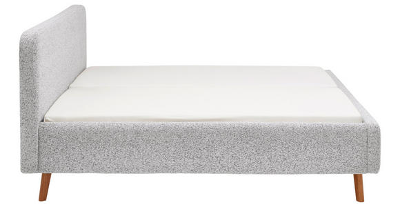 POLSTERBETT gepolstertes Kopfteil Hellgrau 140/200 cm  - Eichefarben/Hellgrau, Design, Holz/Textil (140/200cm) - Xora