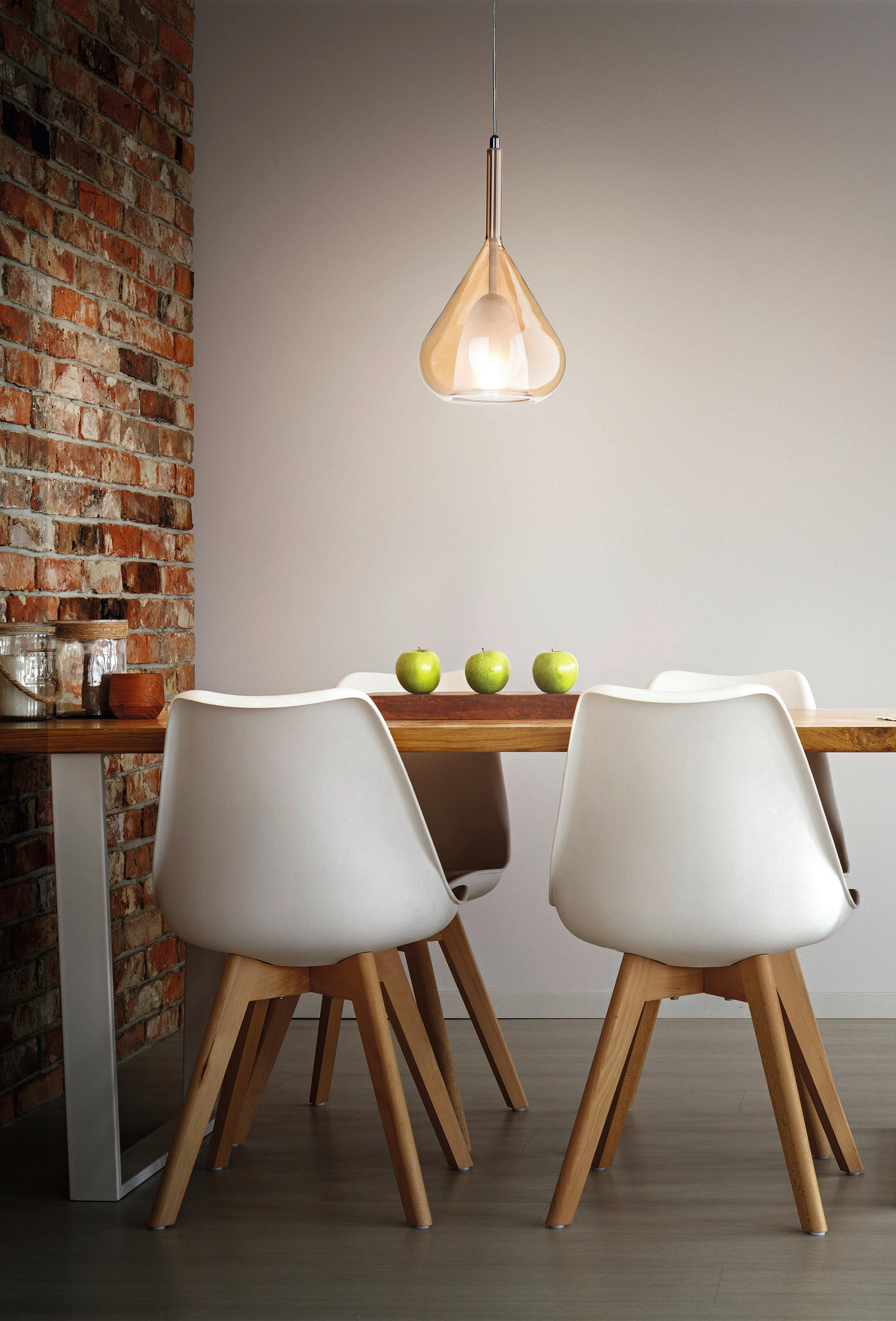 HÄNGELEUCHTE Lila 20/200 cm   - Bernsteinfarben, Design, Glas/Metall (20/200cm) - Fabas Luce