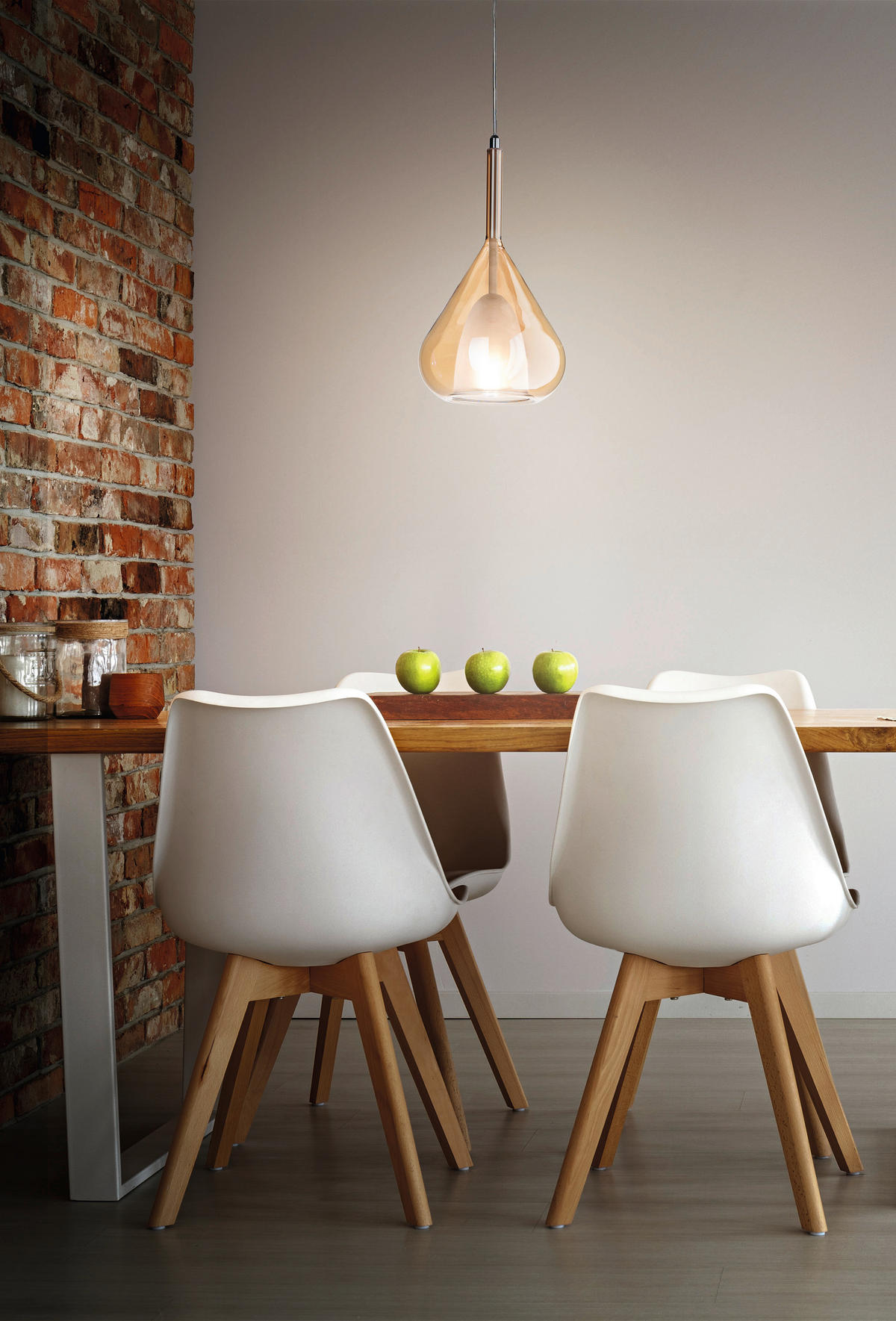 HÄNGELEUCHTE 20/200 cm  - Bernsteinfarben, Design, Glas/Metall (20/200cm) - Fabas Luce
