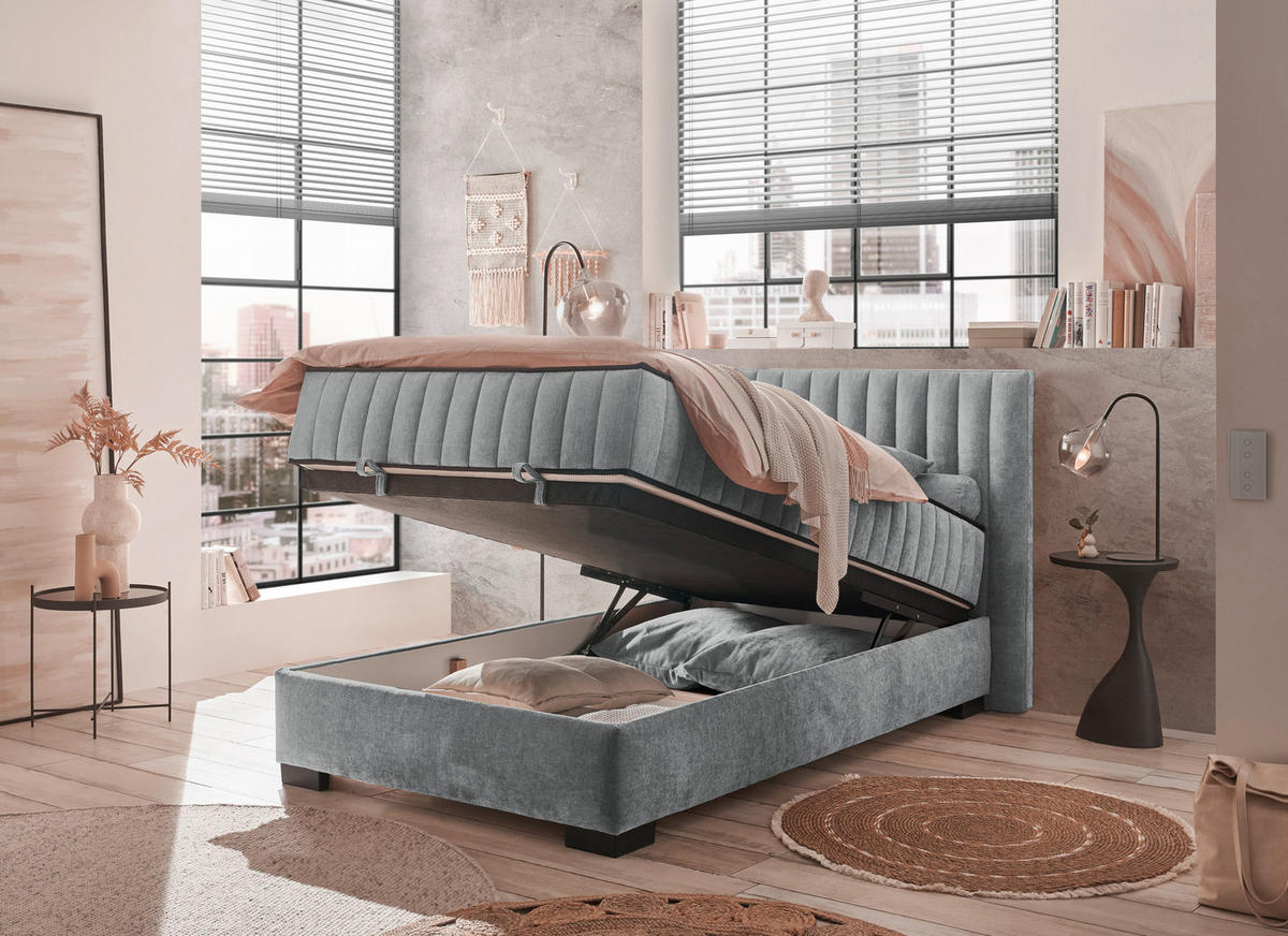 BOXBETT 120/200 cm  in Anthrazit  - Anthrazit/Schwarz, MODERN, Holzwerkstoff/Kunststoff (120/200cm) - MID.YOU