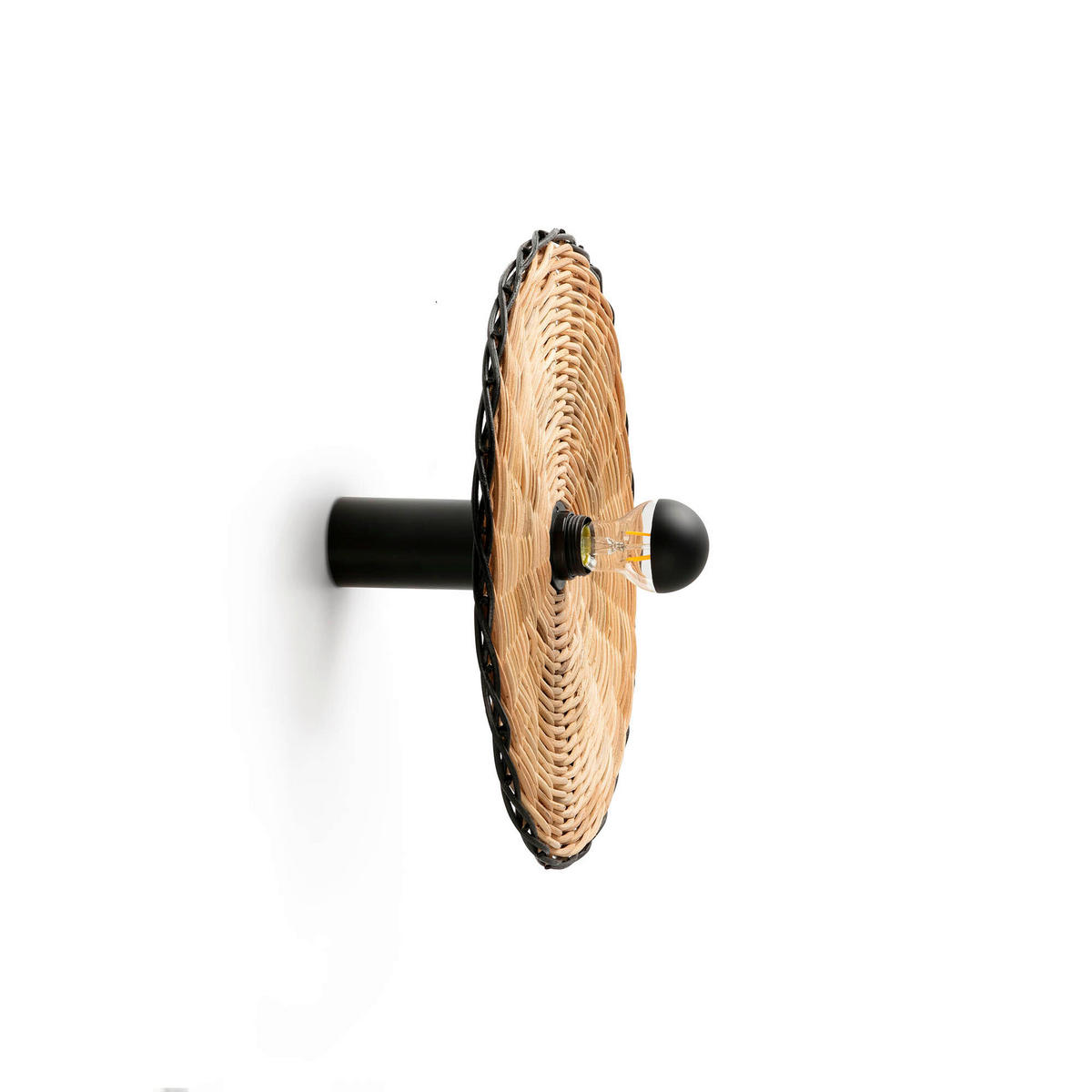 WANDLEUCHTE 16/40/14.2 cm   - Schwarz, Natur, Naturmaterialien/Metall (16/40/14.2cm) - Faro Barcelona