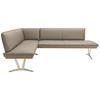 ECKBANK 162/237 cm  in Taupe  - Taupe/Edelstahlfarben, Design, Leder/Holz (162/237cm) - Ambiente