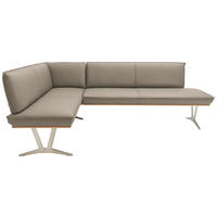 ECKBANK in Holz, Metall, Leder Taupe  - Taupe/Edelstahlfarben, Design, Leder/Holz (162/237cm) - Ambiente