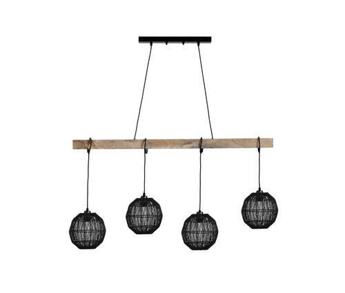 HÄNGLAMPA 100/20/140 cm  - svart/naturfärgad, Basics, metall/trä (100/20/140cm) - Globo