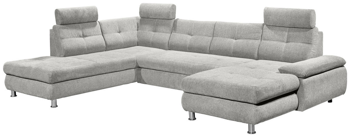 WOHNLANDSCHAFT in Webstoff Silberfarben  - Silberfarben, Modern, Kunststoff/Textil (233/349/177cm) - MID.YOU
