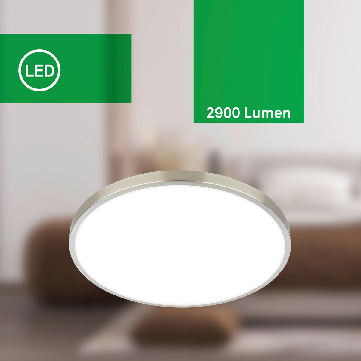 LED-DECKENLEUCHTE Kaida 33/6 cm   - Nickelfarben, Basics, Kunststoff/Metall (33/6cm)