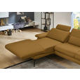 ECKSOFA in Echtleder Currygelb  180/310 cm  - Currygelb/Schwarz, Design, Leder/Metall (180/310cm) - Dieter Knoll