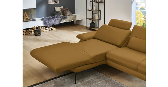 ECKSOFA in Echtleder Currygelb 180/310 cm - Currygelb/Schwarz, Design, Leder/Metall (180/310cm) - Dieter Knoll