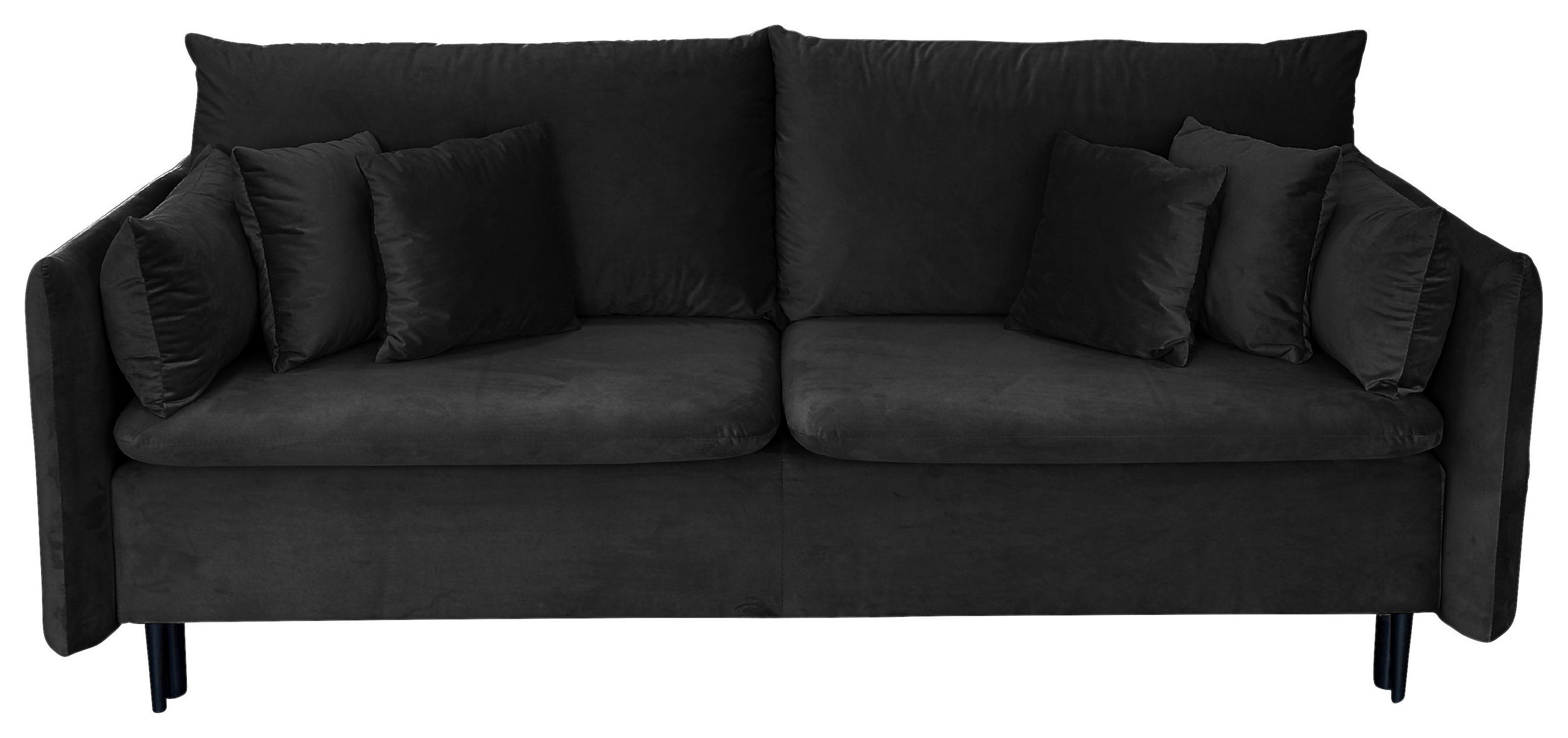 SCHLAFSOFA Velours Schwarz  - Schwarz, Design, Holz/Kunststoff (220/96/102cm) - MID.YOU