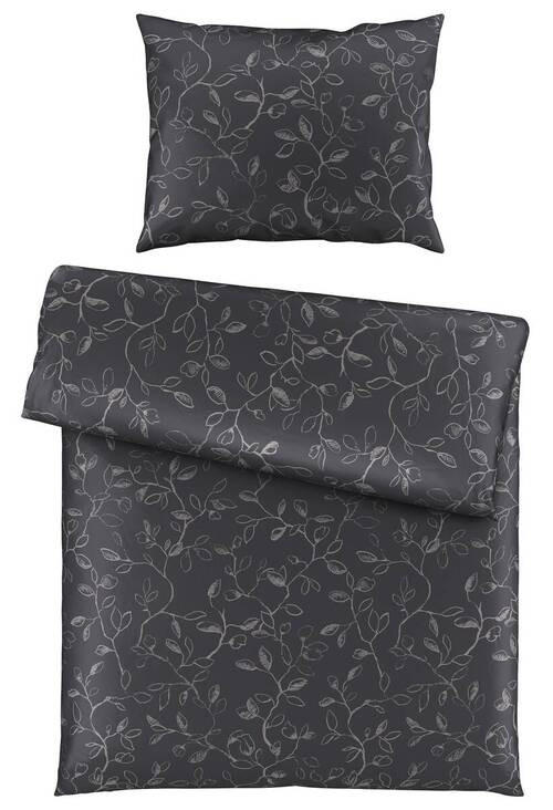 BETTWÄSCHESET Lara Satin 160/210 cm  65 cm/100 cm  - Anthrazit, Natur, Textil (160/210cm) - Bio:Vio